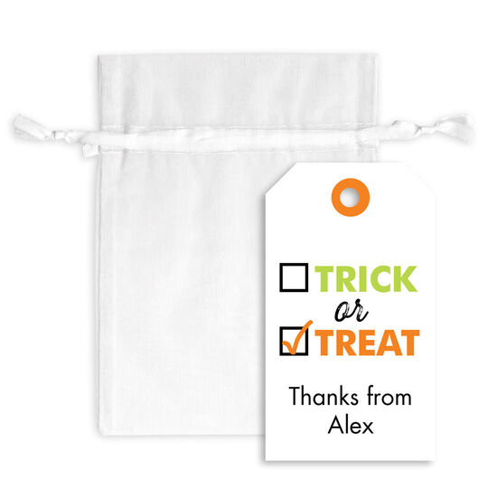 Checkbox Trick or Treat Hanging Gift Tags with Organza Bags